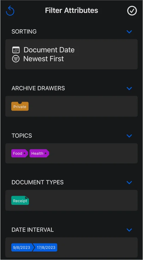 Filter and sorting view