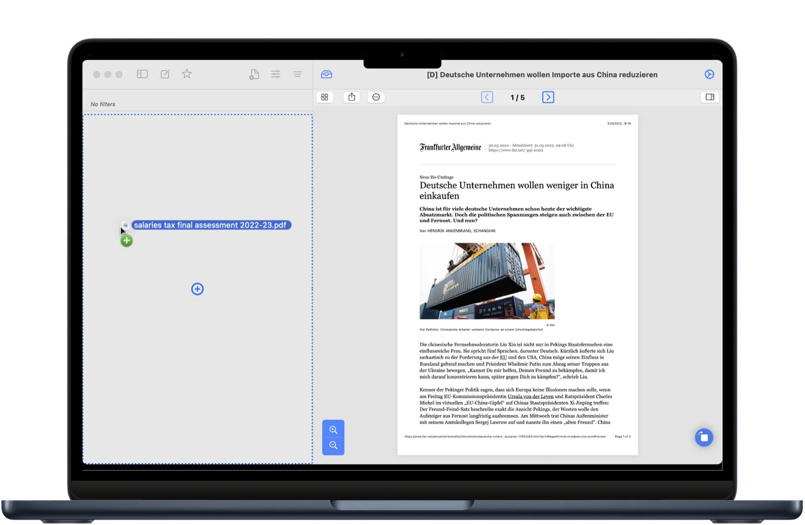 Dropping a file into Archivist on Mac
